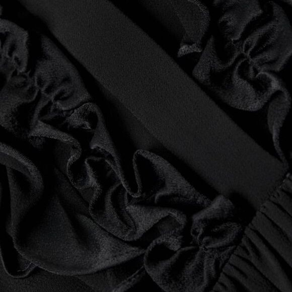 Ungaro Ari Ruffled Tie Neck Dress in Black Size Medium - Picture 4 of 12